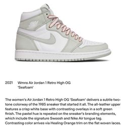 2021 Wmns Air Jordan 1 Retro High OG 'Seafoam'