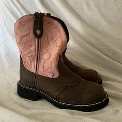 Justin Boots Pink & Brown Women's Gypsy Collection 