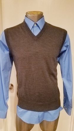 BROOKS BROTHERS italy MAN VEST GRAY COLOR MERINO WOOL SIZE LARGE V-NECK