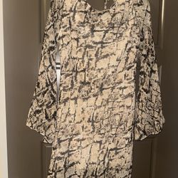 B Darlin Beige and Black Long Sleeve Dress