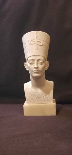 Egyptian Queen Nefertiti Statue Bust On A Marble Base