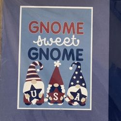 Gnome Sweet Gnome Patriotic House Flag 28" W X 40" H