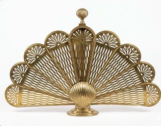 Vintage brass fireplace screen