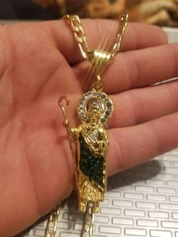 Cadena con dige de san judas de oro laminado