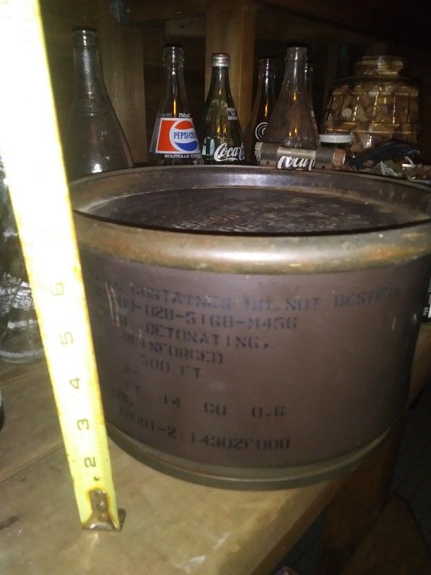 Vintage Military Drum/ Tin/ Storage