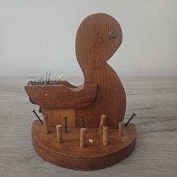 Vintage Hand carved Duck Sewing Caddy