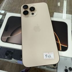 UNLOCKED iPhone 16 Pro Max 512GB Desert Titanium . We Also Offer Financing For $54 Down.   Pick Up @EM Wireless Pawtucket 