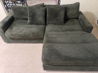 Forrest Green Corduroy Sectional Sofa with Chaise