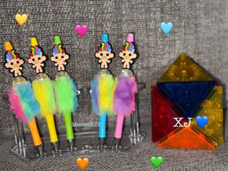 ✨ Rainbow 🌈 Fluffy Troll 🧌 Pen 🖊️ ✨
