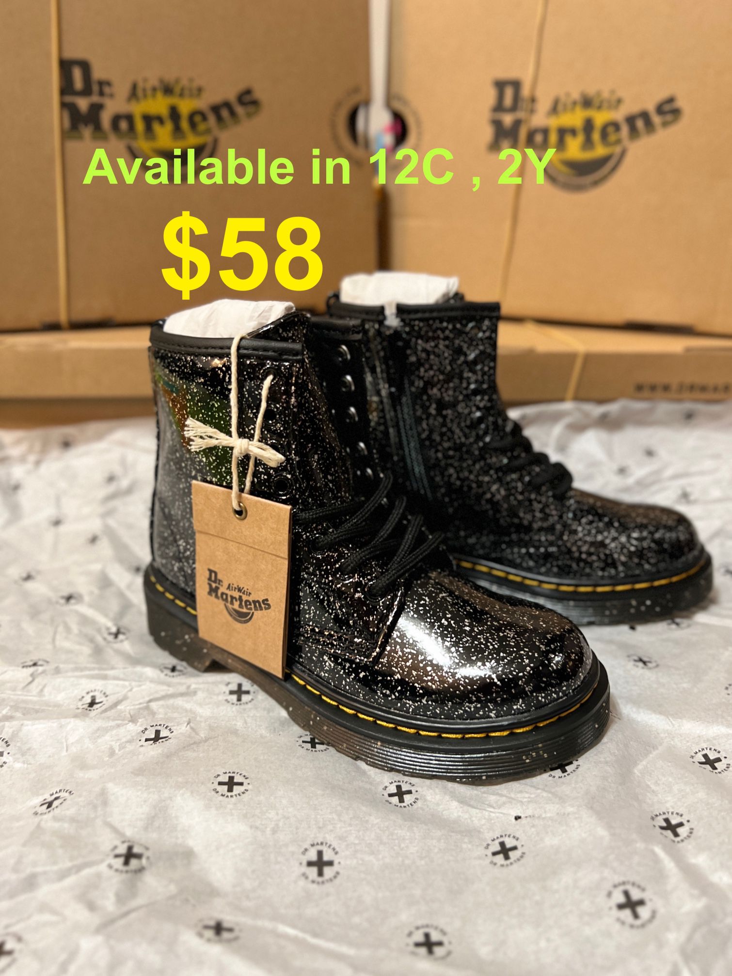 Dr. Martens Boots For Kids Size 12C (glitter)