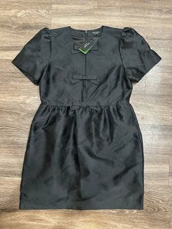kate spade new york Jacquard Bow A-Line Dress Black Size 14 Puff Short Sleeve