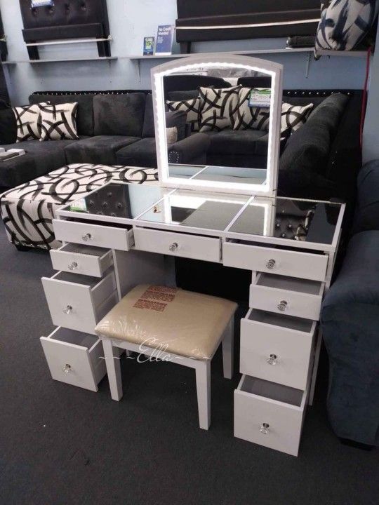 Makeup Vanity Including Chair 