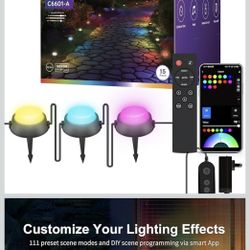 APPECK Smart Outdoor Ground Lights 15 Pack, 32FT RGBW Color Changing Pathway Lights Wired, IP65 Waterproof Landscape Lighting, for Path Yard Lawn Pati