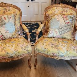 Set Of 2 Victorian Upholstered Chairs