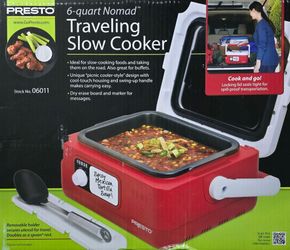New Presto Nomad Traveling Slow Cooker, Red, 6-Quart