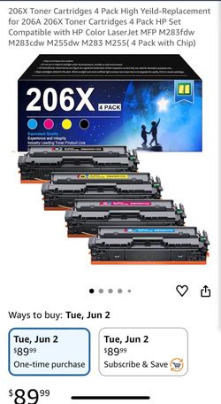 206X Toner Cartridges 4 Pack for HP Color LaserJet MFP M283fdw
