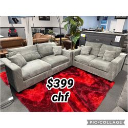 Corduroy 2 Piece Sofa And Loveseat Set 
