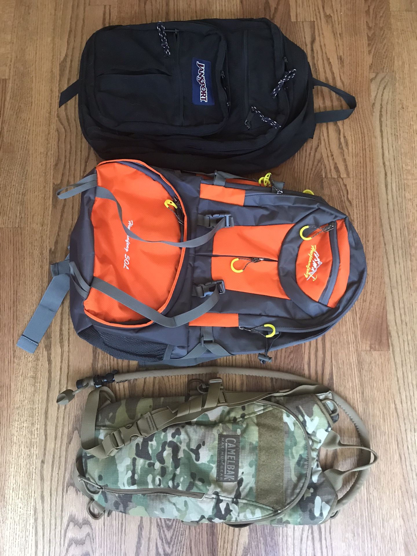 Jansport backpack, like-new hiking pack, like-new Camelback