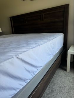 King Size Bed Frame - Dark Walnut