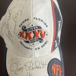 Jim Plunkett  Sign Super Bowl XXXV Hat