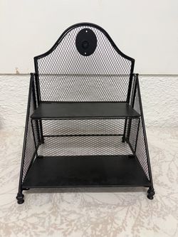 Black Metal 2-Tier Folding Tabletop Display Rack – Farmhouse Retail Decor
