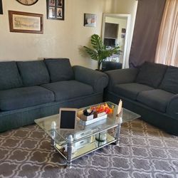 2 Dark Green Sofas