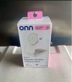 onn 3-in-1 Qi2 Certified Wireless Charging Stand - Foldable Design with Wall Adapter & Cable - Compatible with iPhone 17/16/15/14/13/12, Samsung Galax