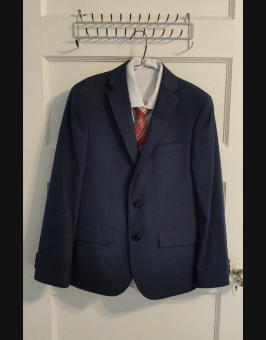 Boy's Dark Blue Ralph Lauren Suit With White Shirt And Tie