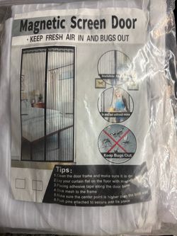 White Magnetic Screen Door Mesh Curtain