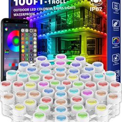100FT Permanent Outdoor RGB Lights IP67 Waterproof With Remote Control Colorful