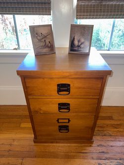 Vintage-Style Wood 3-Drawer Filing Cabinet