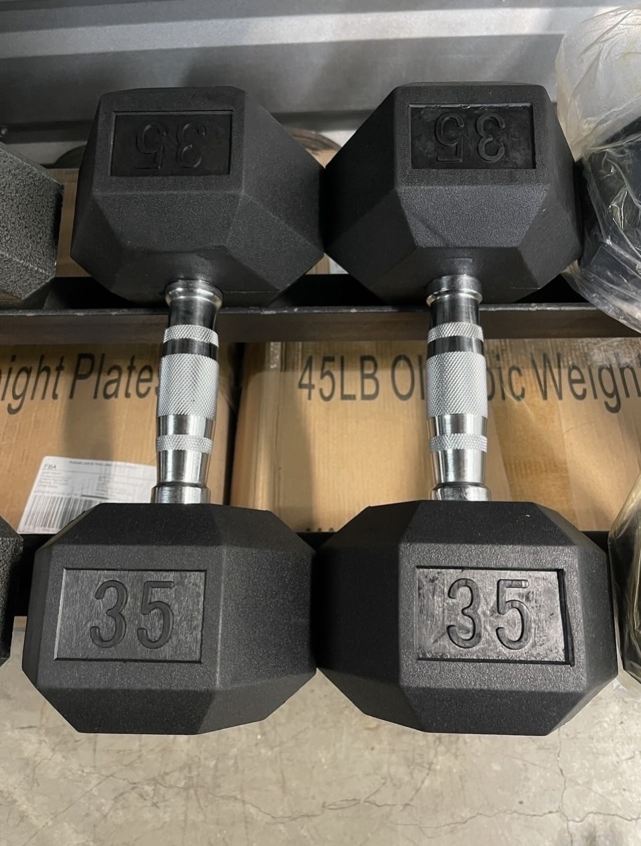 35lbs Hex Rubber Dumbbell Weights…. (Brand New) Home Gym Fitness….