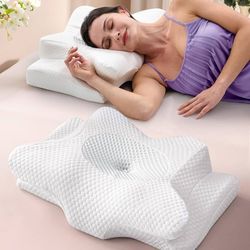 Clinical-Level Cervical Neck Pillow for Pain Relief Sleeping, Ergonomic Side Sleeper Pillow for Neck and Shoulder Support, Orthopedic & Cooling Memory