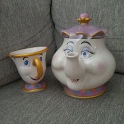 New With Tags Disney Collection  Beauty & The Beast Ceramic Set Of  Mrs. Potts Tepot  & Chip Mug