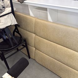 Leather upholstered King headboard