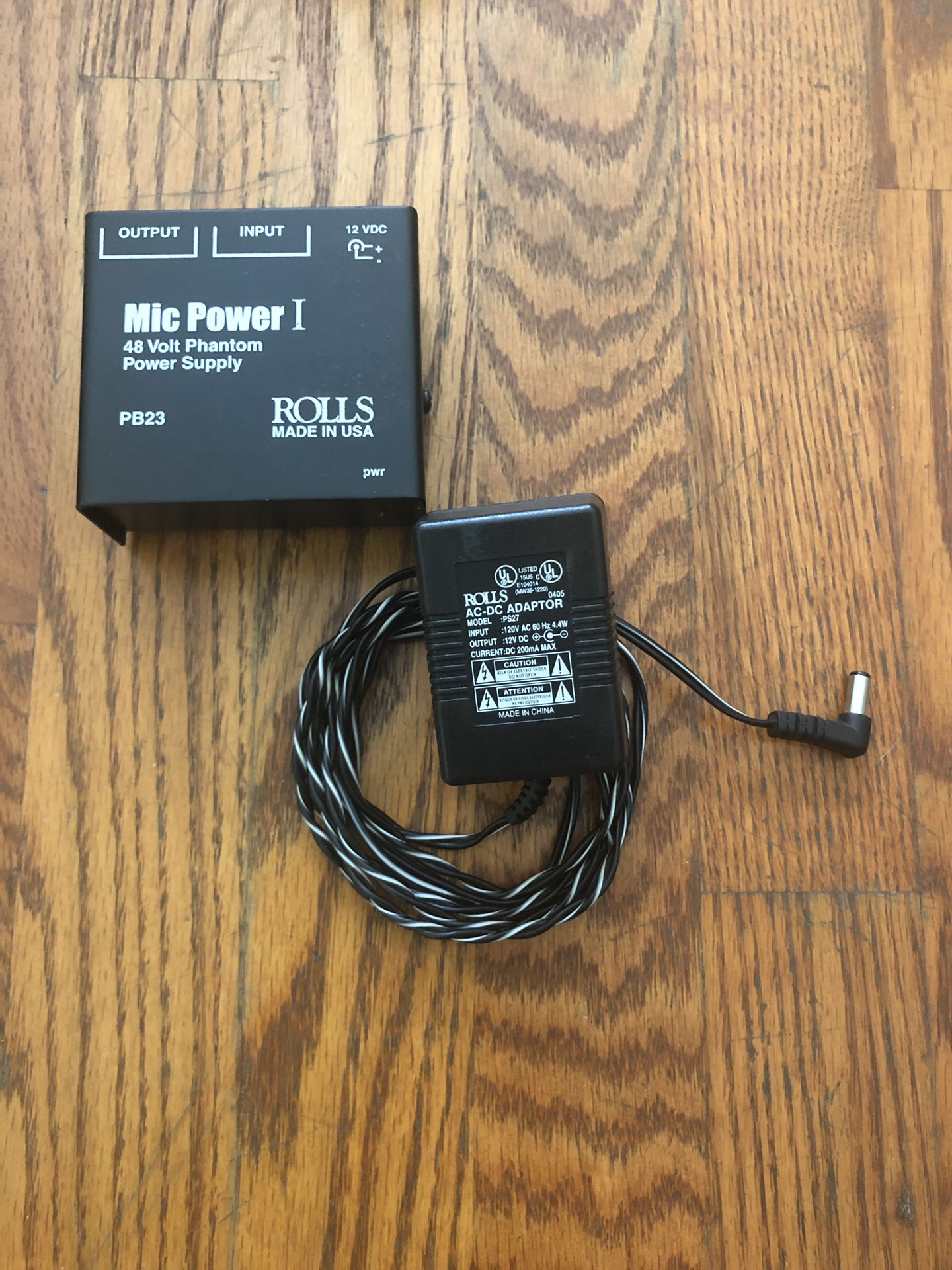 rolls mic power 1 48 volt phantom power supply pb23 used + ac/dc power adapter