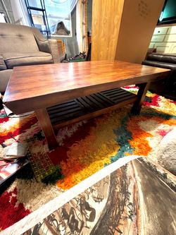 World Market Espresso Coffee Table w/ Slatted Bottom Shelf