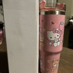 Sanrio Hello Kitty Water Bottle Large With Straw 