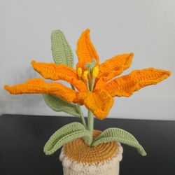 Handmade Crochet Lily In Pot