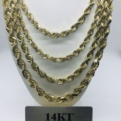 14K Diamond Cut Rope Chain 1-10mm available! 12mm+ can be special ordered! See description for sizes
