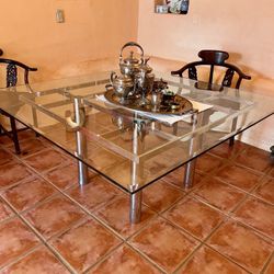 Tobia Scarpa Italian Glass And Chrome Table