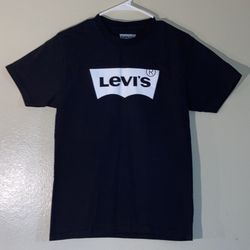 Levi’s Embroidered Logo Batwing Tee Shirt Black & White Men Size Small Women Large 