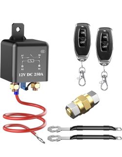 Remote Battery Disconnect kill Switch 12V 250A for side post batteries. 2 remotes