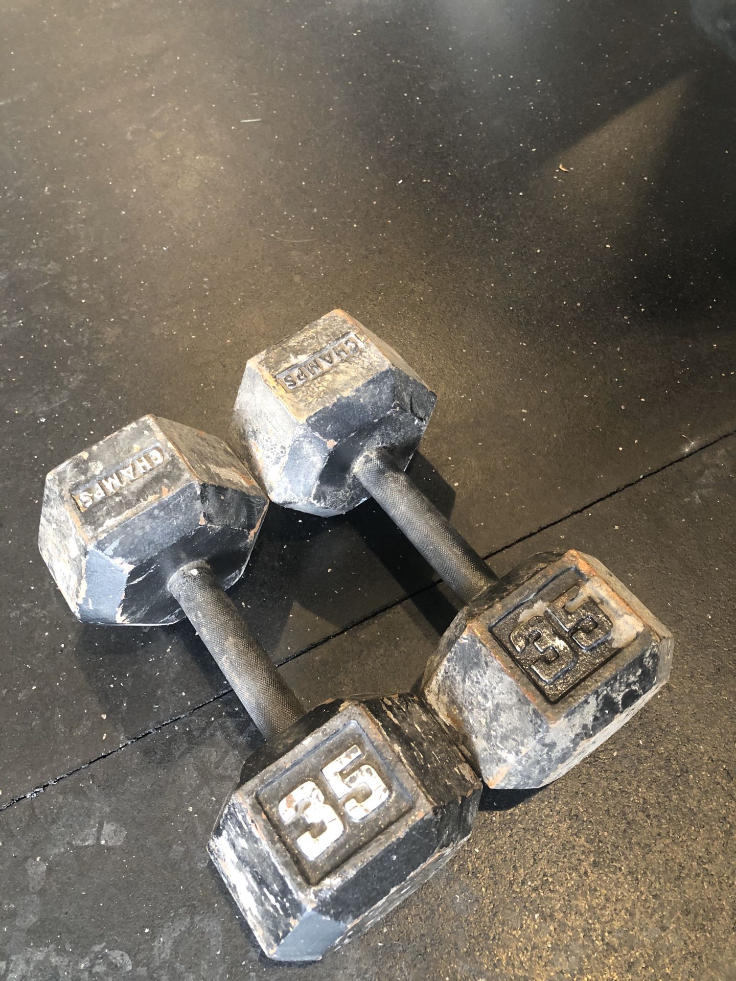 Pair of 35 lbs Hex Dumbbells $80 (Firm)or trade for one 75lb hex dumbbell