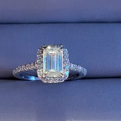 Emerald Cut Diamond Ring 1 1/3 Carat  Band