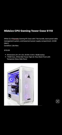 Midsize CPU Gaming Tower Case