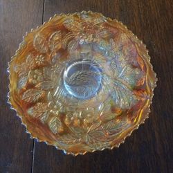 Carnival Glass Peacock And Bee Plate