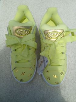 New Women's Adidas Campus Trefoil Shoes Yellow-6M