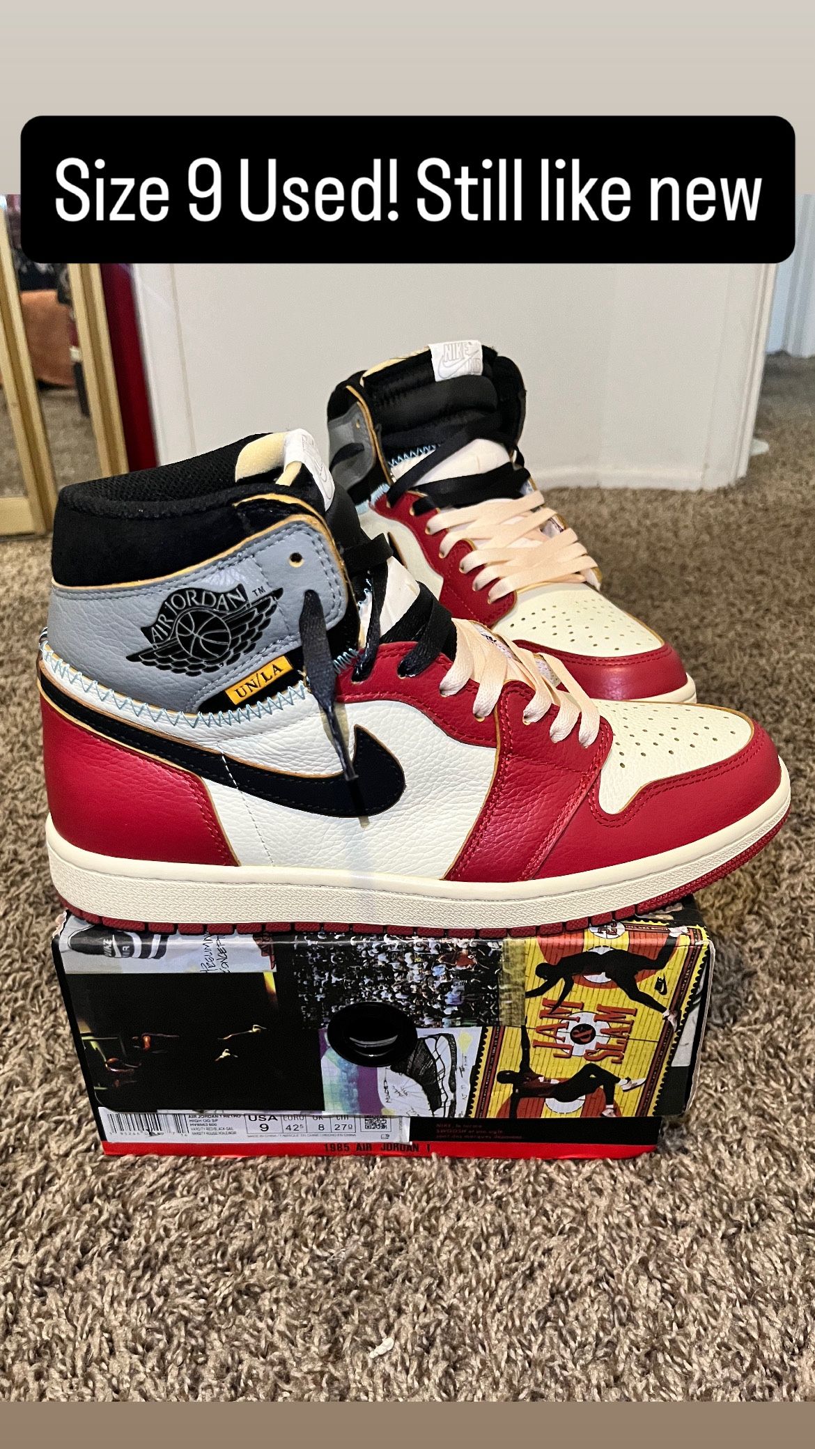 Nike Jordan 1 High Union LA Chicago Red Size 9