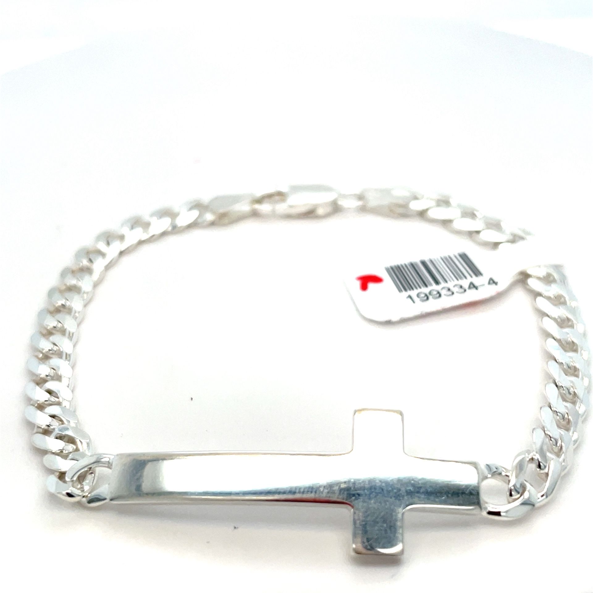 925 Sterling Silver 8” Cross Cuban Style Bracelet 12.00g 199334/4